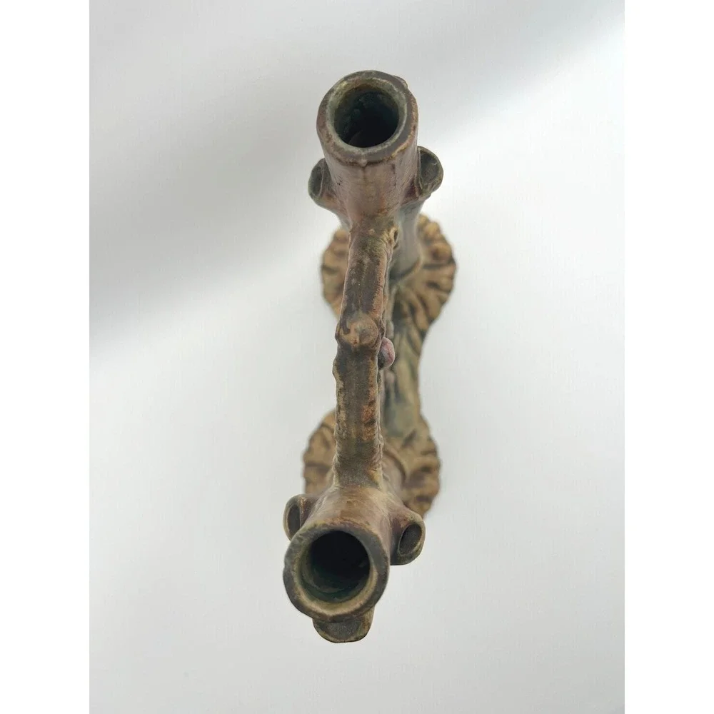 Antique Weller Woodcraft Double Bud Vase 8